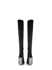 Moda in Pelle Zamaria Over Knee Microsude Black Boots With Feature Heel - Image 2 of 4