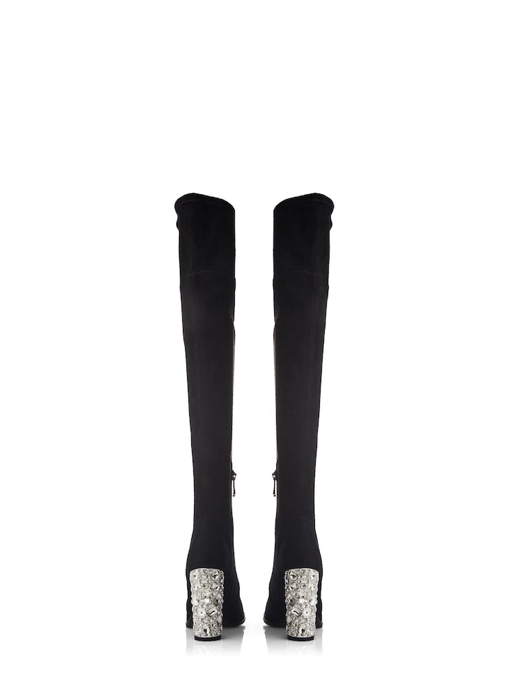 Moda in Pelle Zamaria Over Knee Microsude Black Boots With Feature Heel - Image 2 of 4
