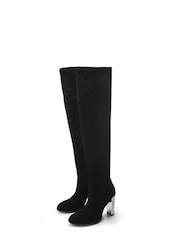 Moda in Pelle Zamaria Over Knee Microsude Black Boots With Feature Heel - Image 3 of 4