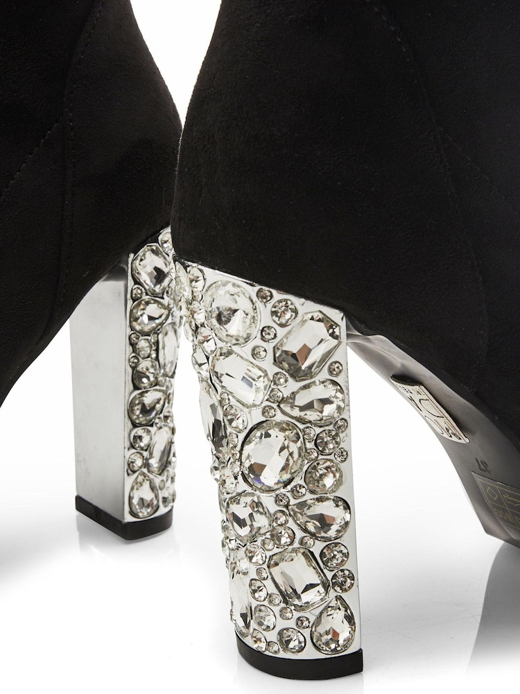 Moda in Pelle Zamaria Over Knee Microsude Black Boots With Feature Heel - Image 4 of 4