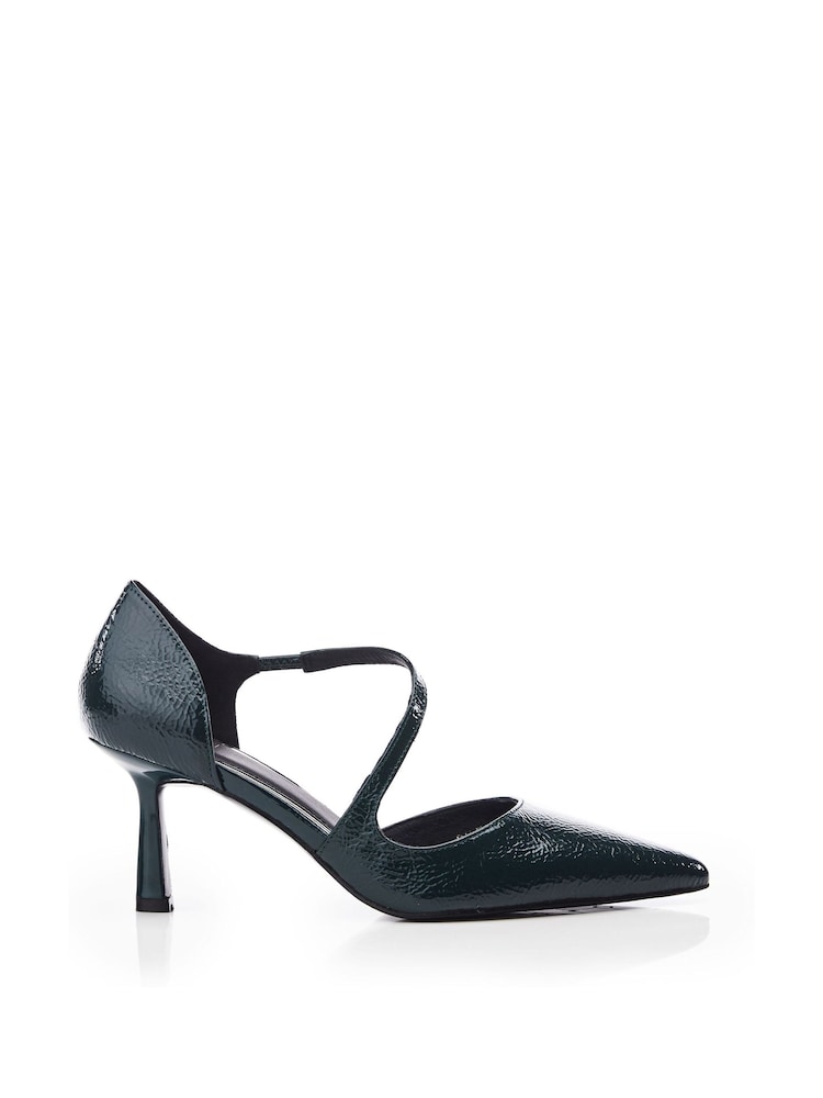 Moda in Pelle Daleiza Heeled Pointed Crossover Court Black Shoes - Image 1 of 1