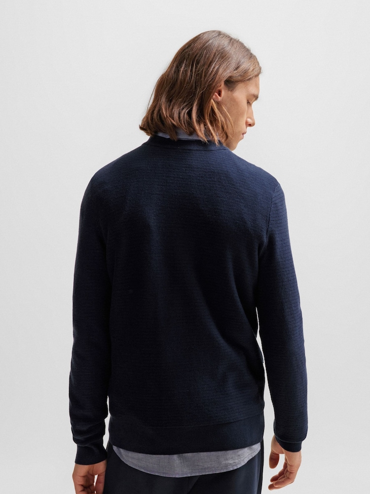 BOSS Dark Blue Box Logo Cashmere Blend Jumper - Image 2 of 5 BOSS Dark Blue Box Logo Cashmere Blend Jumper - Image 2 of 5