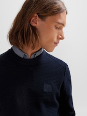 BOSS Dark Blue Box Logo Cashmere Blend Jumper - Image 4 of 5