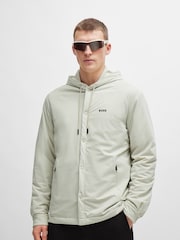 BOSS Cream Button Up Hooded Overshirt Jacket - Image 1 of 6
