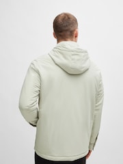 BOSS Cream Button Up Hooded Overshirt Jacket - Image 2 of 6