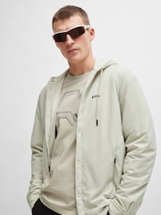 BOSS Cream Button Up Hooded Overshirt Jacket - Image 3 of 6