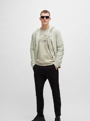BOSS Cream Button Up Hooded Overshirt Jacket - Image 4 of 6