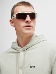 BOSS Cream Button Up Hooded Overshirt Jacket - Image 5 of 6