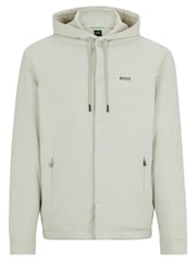 BOSS Cream Button Up Hooded Overshirt Jacket - Image 6 of 6