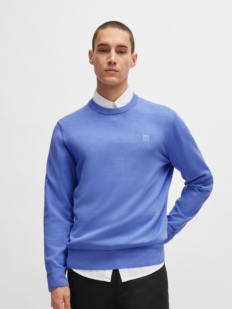 BOSS Purple Cashmere Blend Logo Patch Jumper - Image 1 of 5 BOSS Purple Cashmere Blend Logo Patch Jumper - Image 1 of 5