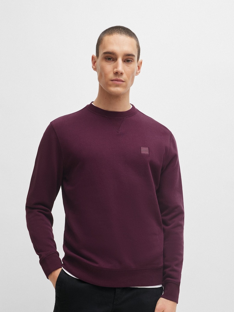 BOSS Purple Relaxed Fit 100% Cotton Sweatshirt - Image 1 of 5