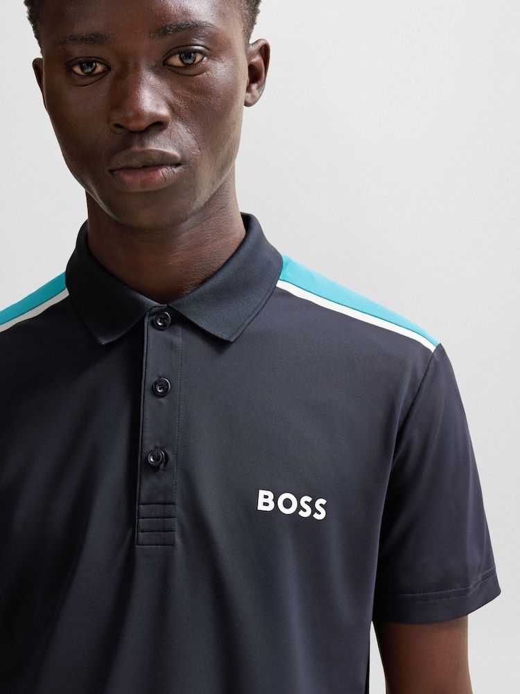 Schwarz - BOSS Performance Polo-Shirt mit Stretch und Kontrastlogo - Bild 1 von 5 Schwarz - BOSS Performance Polo-Shirt mit Stretch und Kontrastlogo - Bild 1 von 5