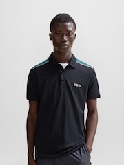 BOSS Black Performance-Stretch Polo Shirt With Contrast Logo - Image 2 of 5
