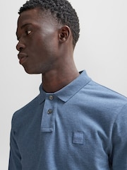 BOSS Mid Blue Paaserby Long Sleeve Polo Shirt - Image 4 of 5