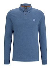 BOSS Mid Blue Paaserby Long Sleeve Polo Shirt - Image 5 of 5