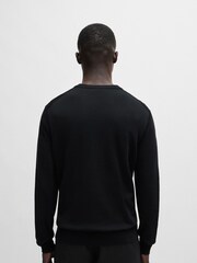 BOSS Black Crew Neck Embroidered Logo Cotton Jumper - Image 2 of 5