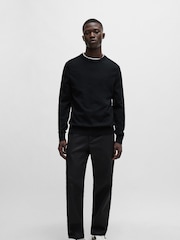 BOSS Black Crew Neck Embroidered Logo Cotton Jumper - Image 3 of 5