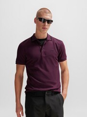 BOSS Burgundy Interlock Slim Fit Sporty Polo Shirt - Image 1 of 7