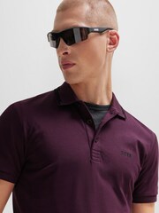 BOSS Burgundy Interlock Slim Fit Sporty Polo Shirt - Image 4 of 7