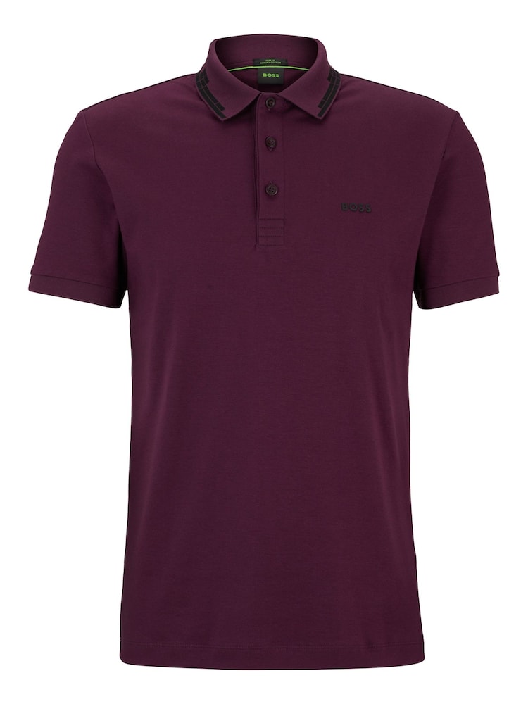 BOSS Burgundy Interlock Slim Fit Sporty Polo Shirt - Image 7 of 7