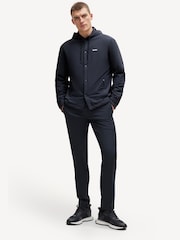 BOSS Navy Blue Button Up Hooded Overshirt Jacket - Image 1 of 6