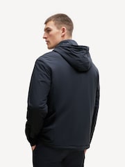 BOSS Navy Blue Button Up Hooded Overshirt Jacket - Image 3 of 6