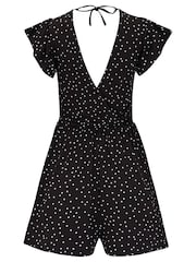 Pour Moi Black Polka Dot Jersey Frill Beach Playsuit with LENZING™ ECOVERO™ Viscose - Image 4 of 4