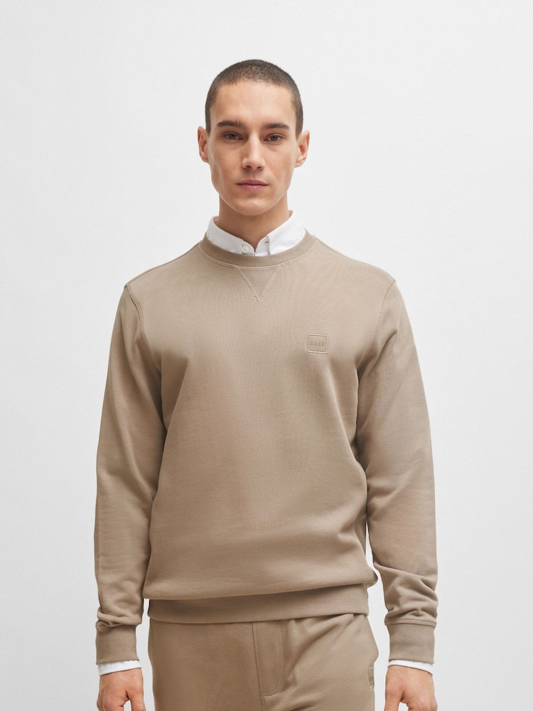 BOSS Brown Relaxed Fit 100% Cotton Sweatshirt - Image 1 of 5