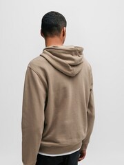 BOSS Brown Logo-Patch Hoodie In Cotton Terry - Image 2 of 5