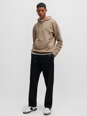 BOSS Brown Logo-Patch Hoodie In Cotton Terry - Image 3 of 5