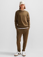 BOSS Brown Logo Patch 100% Cotton Terry Joggers - Image 4 of 6