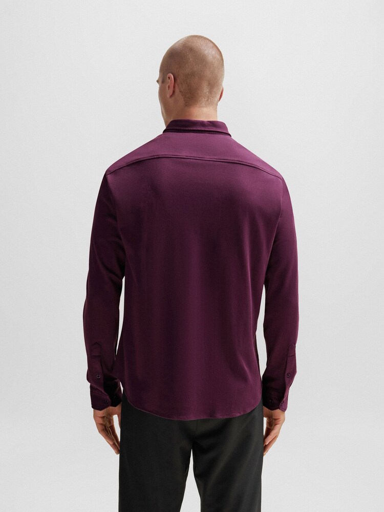 BOSS Purple Regular Fit 100% Cotton Pique Shirt - Image 2 of 6