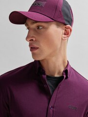 BOSS Purple Regular Fit 100% Cotton Pique Shirt - Image 4 of 6