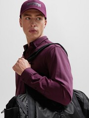BOSS Purple Regular Fit 100% Cotton Pique Shirt - Image 5 of 6