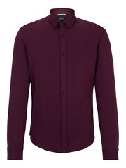 BOSS Purple Regular Fit 100% Cotton Pique Shirt - Image 6 of 6
