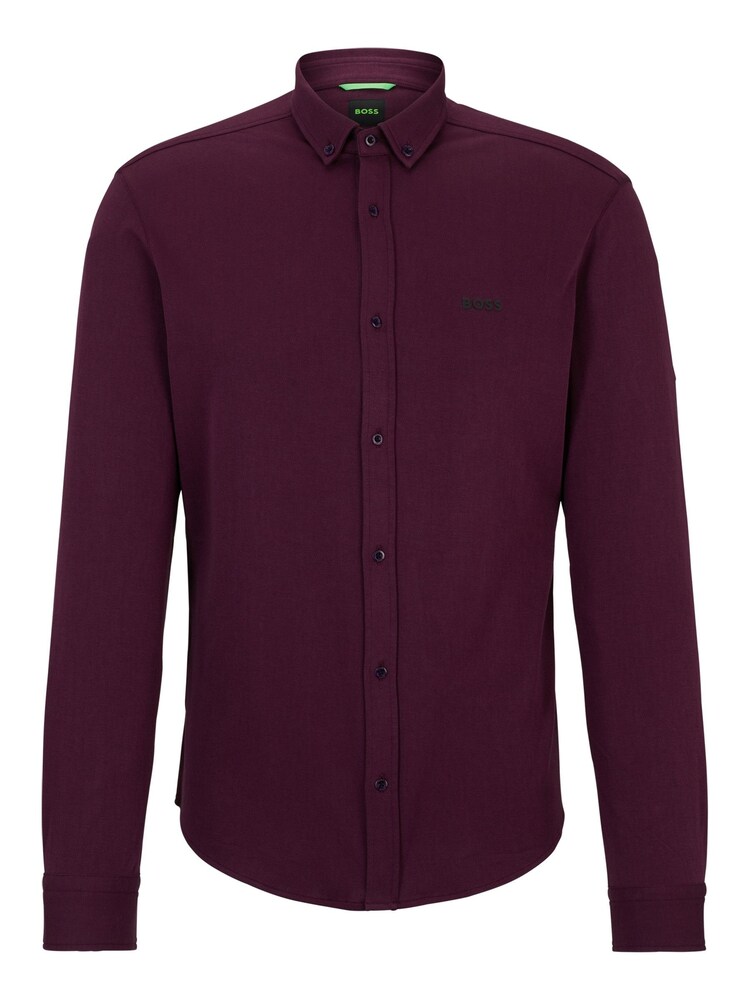BOSS Purple Regular Fit 100% Cotton Pique Shirt - Image 6 of 6