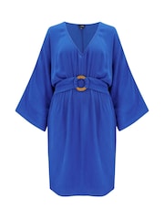 Pour Moi Blue LENZING™ ECOVERO™ Viscose Crinkle O Ring Beach Cover-Up - Image 3 of 4