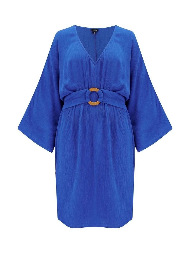Pour Moi Blue LENZING™ ECOVERO™ Viscose Crinkle O Ring Beach Cover-Up - Image 3 of 4