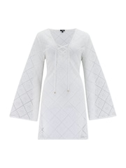 Pour Moi White Crochet Lace Long Sleeve Beach Cover-Up - Image 3 of 4
