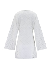 Pour Moi White Crochet Lace Long Sleeve Beach Cover-Up - Image 4 of 4