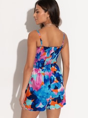 Albastru cu mai multe culori și model floral - Pour Moi Combinezon fără bretele în frunte - Image 2 of 4