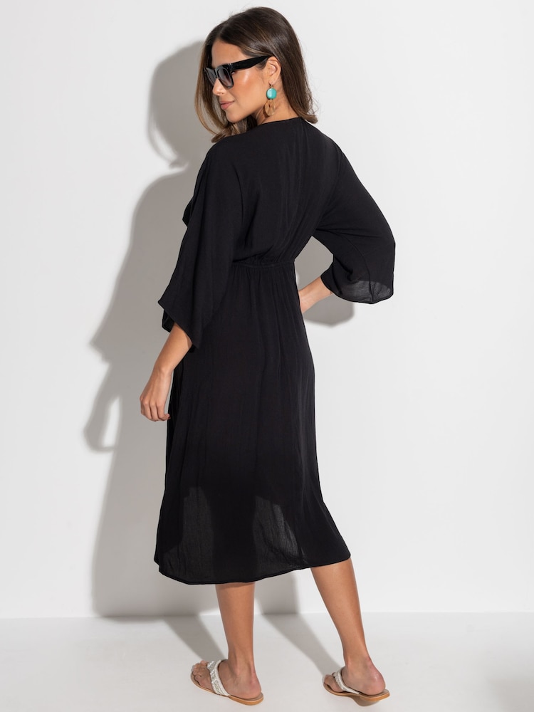 Pour Moi LENZING™ ECOVERO™ Viskose​​​​​​​ Crinkle O Ring Midi Beach Cover-Ups - Bild 2 von 4