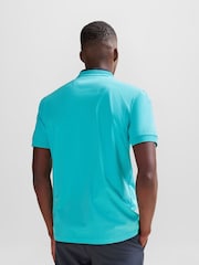 BOSS Bright Blue 3D Stripe Colar Stretch Polo Shirt - Image 2 of 5