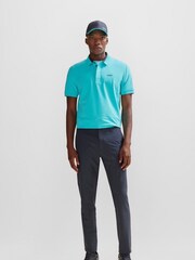 BOSS Bright Blue 3D Stripe Colar Stretch Polo Shirt - Image 3 of 5