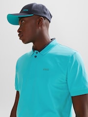 BOSS Bright Blue 3D Stripe Colar Stretch Polo Shirt - Image 4 of 5