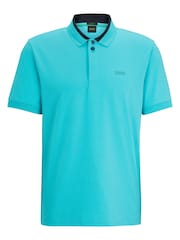 BOSS Bright Blue 3D Stripe Colar Stretch Polo Shirt - Image 5 of 5