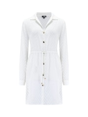 Pour Moi White Chevron Stripe Button Through Chiffon Beach Shirt - Image 3 of 4