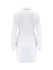 Pour Moi White Chevron Stripe Button Through Chiffon Beach Shirt - Image 4 of 4