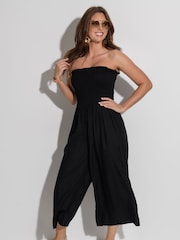 Pour Moi Beach Trägerloser Jumpsuit mit gesmoktem Oberteil und verkürzten Beinen - Bild 2 von 4