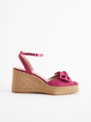 Pink Forever Comfort® Leather Bow Wedges - Image 2 of 5